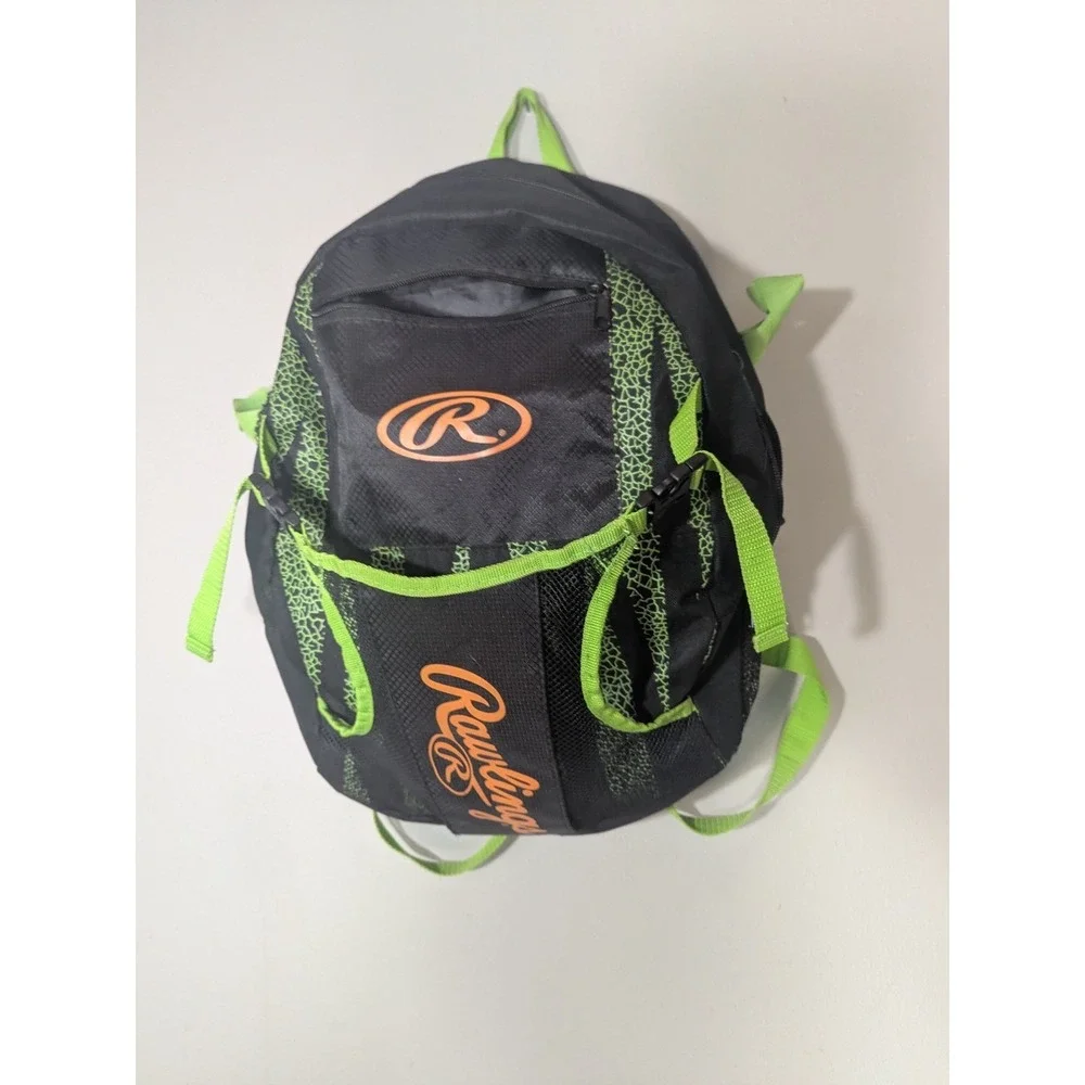 Rawlings Backpack Black/Green Canvas Zippered